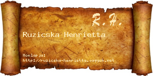 Ruzicska Henrietta névjegykártya