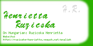henrietta ruzicska business card
